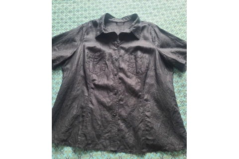 亚麻短袖，黑色，实体外贸店购入，全新仅过水